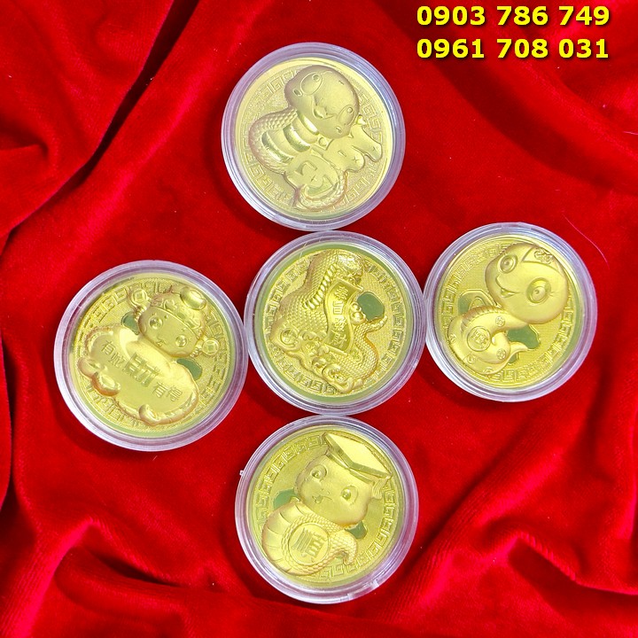 Đồng Xu Con Rắn Cute Tặng Túi Gấm Lộc